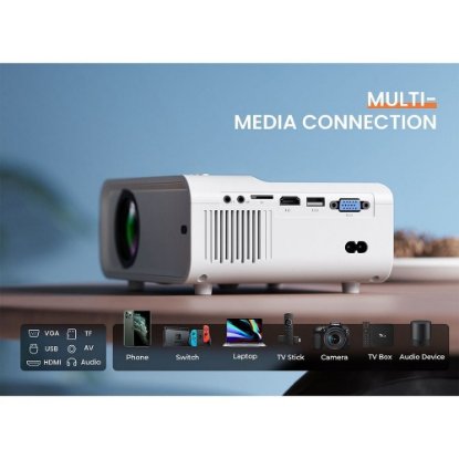 Projektor LCD, VANKYO SunSpark 500W, 800x600, 110 ANSI Lumena, WiFi, Android, beli, platno 100"