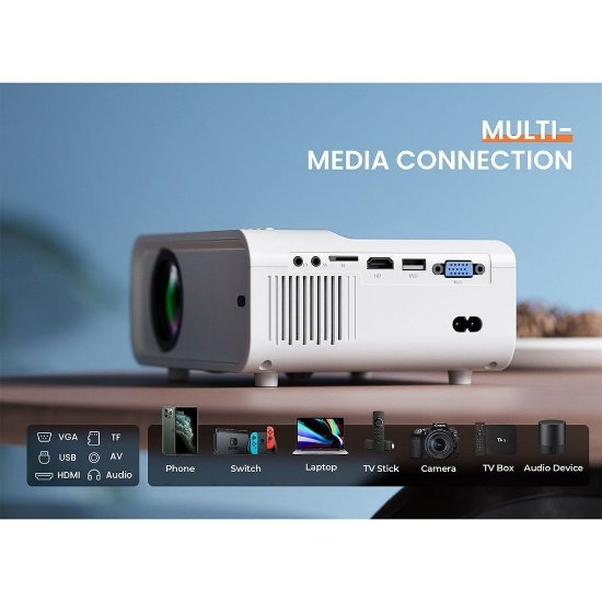 Projektor LCD, VANKYO SunSpark 500W, 800x600, 110 ANSI Lumena, WiFi, Android, beli, platno 100"