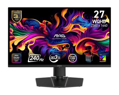 Gaming monitor 26.5" MSI MAG 273QP QD-OLED X24, WQHD, OLED, 240Hz, 1ms, 1000cd/m2, pivot, črn