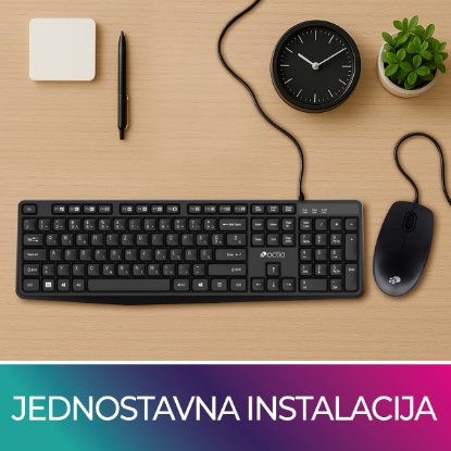 Tipkovnica + miška OCTIO KM100U, črni, USB