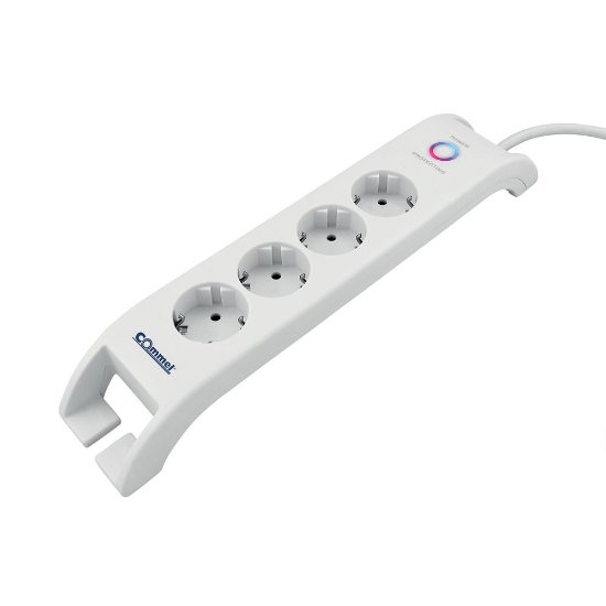 Prenaponska zaščita COMMEL, 4 utičnice, 2xUSB-A, 2m, bela