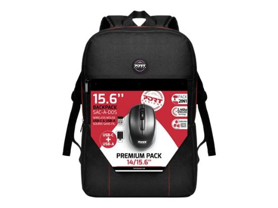Nahrbtnik za prenosnik PORT Premium pack, 15.6", črna + bežični miš