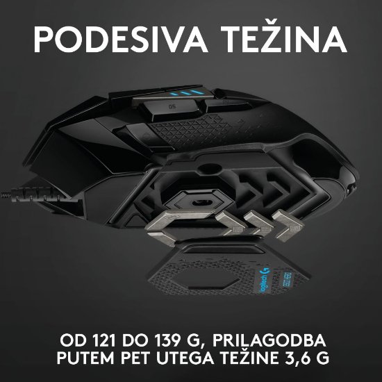 Miška LOGITECH Gaming G502 Hero RGB, optična, 25600dpi, črna, USB