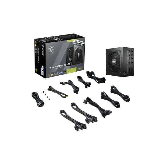 Napajanje 750W, MSI MAG A750GL PCIE5 II, ATX v3.1, 120mm ventilator, modularno, 80+ Gold