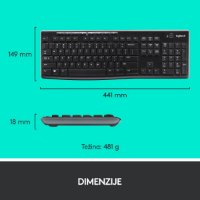 Tipkovnica + miš LOGITECH MK270 Wireless Desktop, bežična, črna, USB