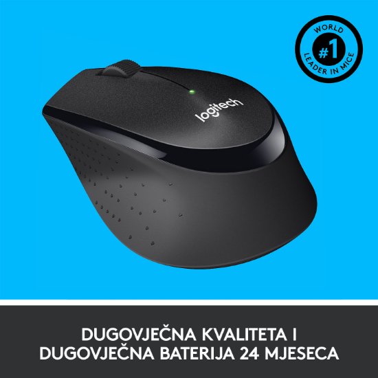 Miška LOGITECH M330 Silent Plus, optična, 1000dpi, brezžična, črna, USB
