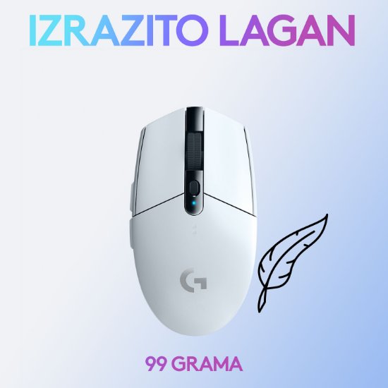Miška LOGITECH Gaming G305 Lightspeed, brezžična, optična, 12000dpi, bela, USB