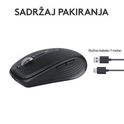 Miška LOGITECH MX Anywhere 3S, laserska, brezžična, BT, graphite