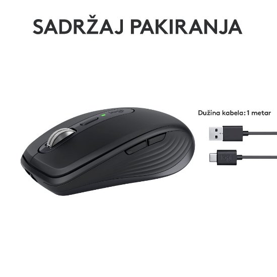Miška LOGITECH MX Anywhere 3S, laserska, brezžična, BT, graphite