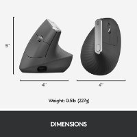 Miška LOGITECH MX Vertical Advanced Ergonomic, optična, brezžična, USB, črna