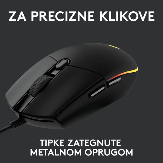 Miška LOGITECH Gaming G102 Lightsync, optična, 8000dpi, črna, USB