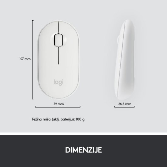 Tipkovnica + miška LOGITECH MK470 Slim Wireless, brezžična, bela