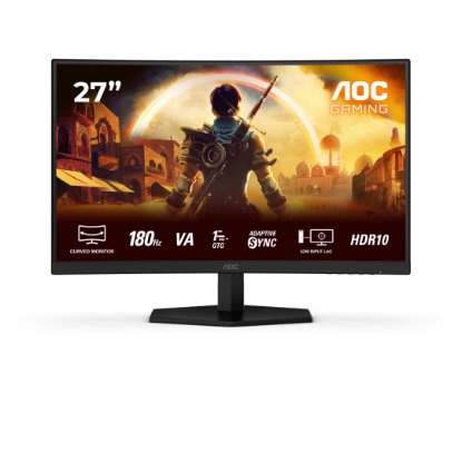Igralni monitor 27" AOC C27G42E, FHD, VA, 180Hz, 1ms, 300cd/m2, FreeSync, zakrivljeni, zvočniki, črn