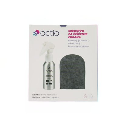 Čistilno sredstvo OCTIO S12, za zaslone, mikrofiber rokavica, sprej, 120 ml