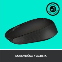 Miška LOGITECH B170, optična, 1000dpi, brezžična, črna, USB