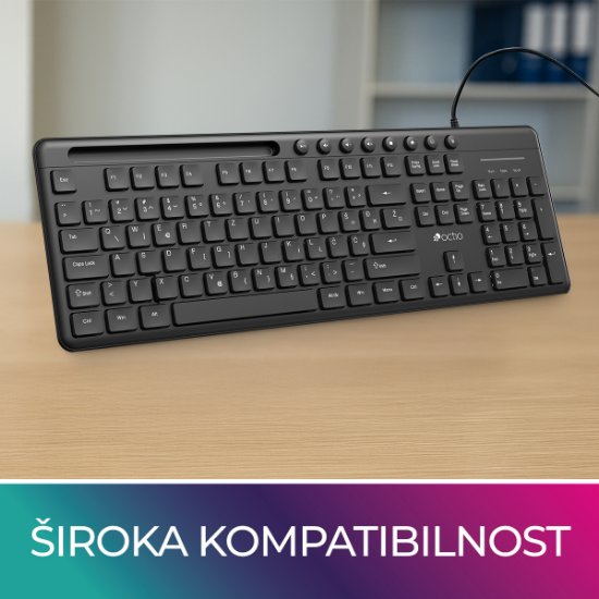 OCTIO Smart K320U žična tipkovnica (USB), črna