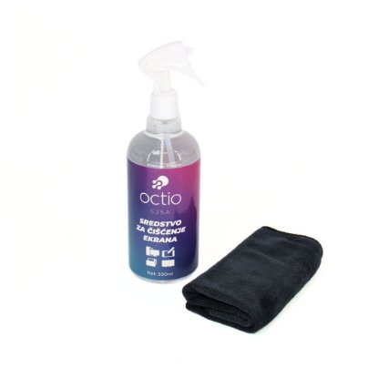 Čistilno sredstvo OCTIO S25A, za zaslone, krpica, sprej, 500 ml