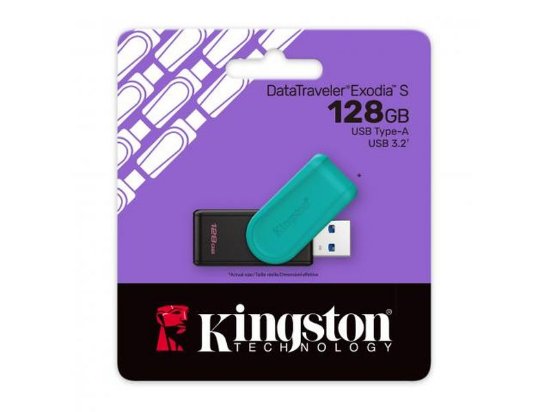 USB 3.2 pomnilniški ključek FLASH DRIVE, 128 GB, KINGSTON DataTraveler Exodia S DTXS/128GB, črno/moder