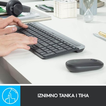 Tipkovnica + miška LOGITECH MK470 Slim Wireless, brezžična, črna