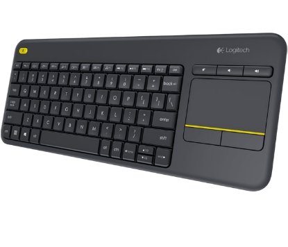 Tipkovnica LOGITECH K400+ Wireless Touch, brezžična, črna, unifying, USB