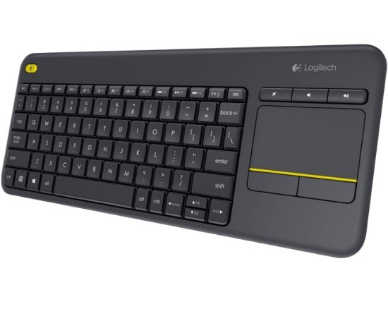 Tipkovnica LOGITECH K400+ Wireless Touch, brezžična, črna, unifying, USB