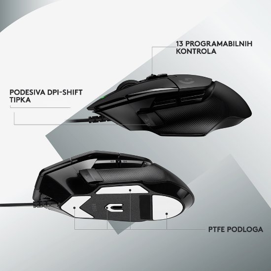 Miška LOGITECH Gaming G502 X, optična, 25600dpi, črna, USB
