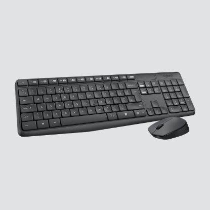Tipkovnica + miška LOGITECH MK235 Wireless Desktop, brezžična, siva, USB