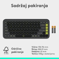 Tipkovnica LOGITECH POP Icon Keys, brezžična, US Layout, BT, sivo-zelena