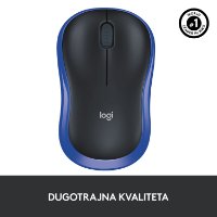 Miška LOGITECH M185, optična, brezžična, 1000dpi, crno-modra