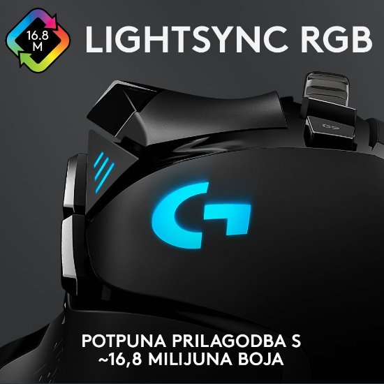 Miška LOGITECH Gaming G502 Hero RGB, optična, 25600dpi, črna, USB
