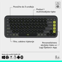 Tipkovnica LOGITECH POP Icon Keys, brezžična, US Layout, BT, sivo-zelena