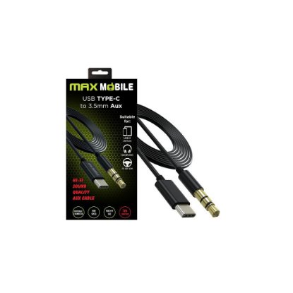Kabel MAXMOBILE, USB-C (M) na 3.5mm (M), 1m, črni