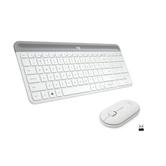 Tipkovnica + miška LOGITECH MK470 Slim Wireless, brezžična, bela