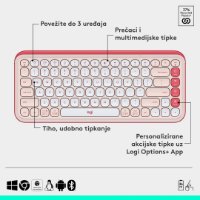 Tipkovnica + miška LOGITECH POP Icon Combo, brezžična, US Layout, BT, rozo-bela