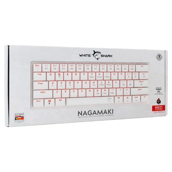 Tipkovnica WHITE SHARK GK-006122 Nagamaki, RGB, crveni switch, mehanička, UK/SLO/HR, USB, bela