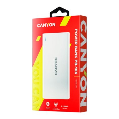 Mobilni USB polnilec CANYON PB-106, 10000 mAh, beli