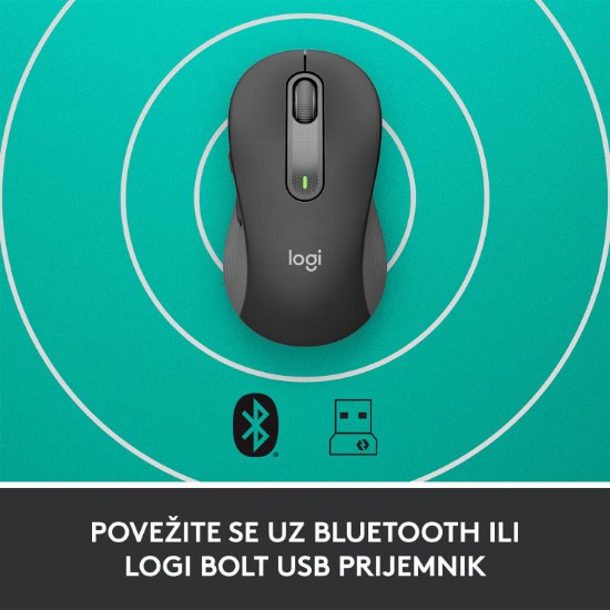 Miška LOGITECH M650, brezžična, optična, 4000dpi, USB, BT, črna