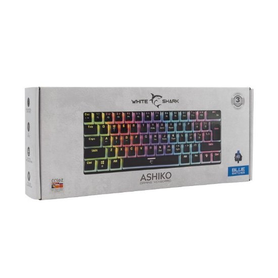 Tipkovnica WHITE SHARK GK-2202 Ashiko, RGB, plavi switch, mehanička, UK/SLO/HR, črna, USB
