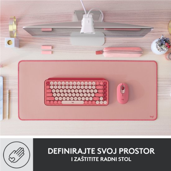 Podloga za miško, LOGITECH Desk Mat Studio, soft, roza