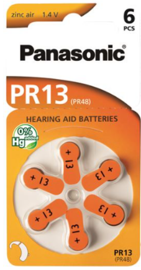 Baterije PANASONIC Zinc Air PR13L/6LB, za slušne aparate, 6 kosov