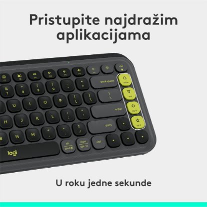 Tipkovnica LOGITECH POP Icon Keys, brezžična, US Layout, BT, sivo-zelena