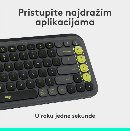 Tipkovnica LOGITECH POP Icon Keys, brezžična, US Layout, BT, sivo-zelena