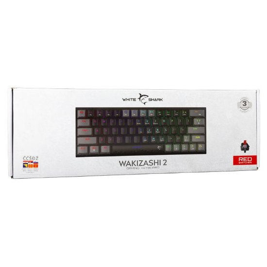 Tipkovnica WHITE SHARK GK-002112V2 Wakizashi-2, RGB, crveni switch, mehanička, UK/HR, črno-siva