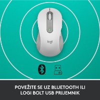 Miška LOGITECH M650 L, za levičarje, brezžična, optična, 4000dpi, USB, BT, bela