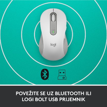 Miška LOGITECH M650 L, za levičarje, brezžična, optična, 4000dpi, USB, BT, bela