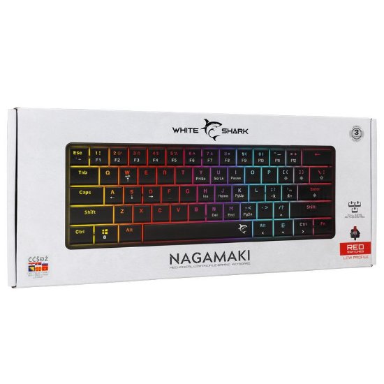 Tipkovnica WHITE SHARK GK-006112 Nagamaki, RGB, crveni switch, mehanička, UK/SLO/HR, USB, črna