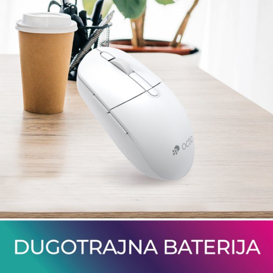 Miška OCTIO Style M390WBT, optična, brezžična, 1600 dpi, bela