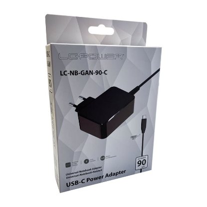 Polnilec za prenosni računalnik LC POWER LC-NB-GAN-90-C, USB-C, 90W, univerzalni