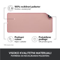 Podloga za miško, LOGITECH Desk Mat Studio, soft, roza