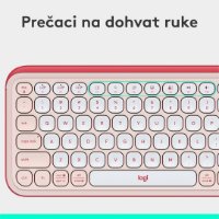 Tipkovnica LOGITECH POP Icon Keys, brezžična, US Layout, BT, rozo-bela